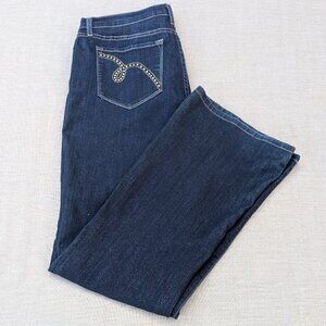 NYDJ Dark Rinse Bootcut Jeans with Embellished Pockets